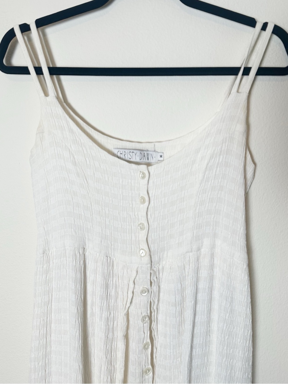Christy Dawn Nicks Midi Dress White Cream Textured Woven Material Medium - Picture 5 of 9